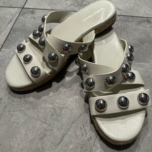Marc Fisher White Studded Sandals 9.5